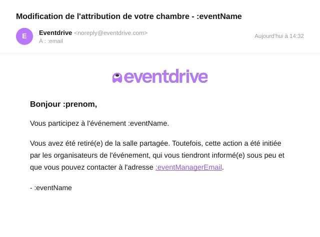 Changement d'affectation, retrait d'un occupant
