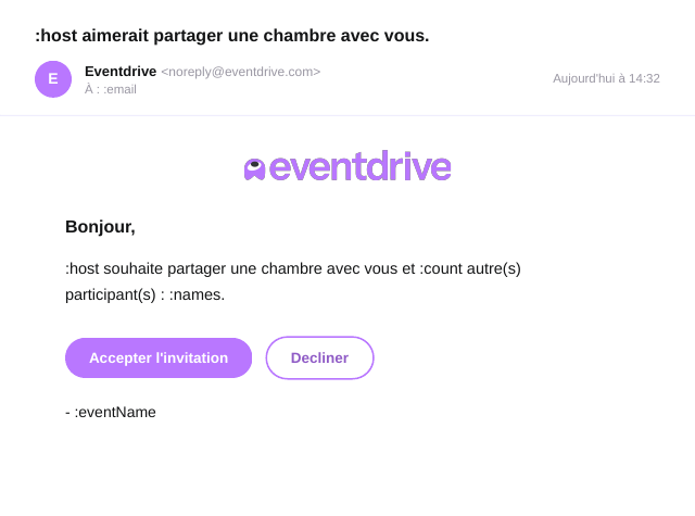 Invitation à partager une chambre
