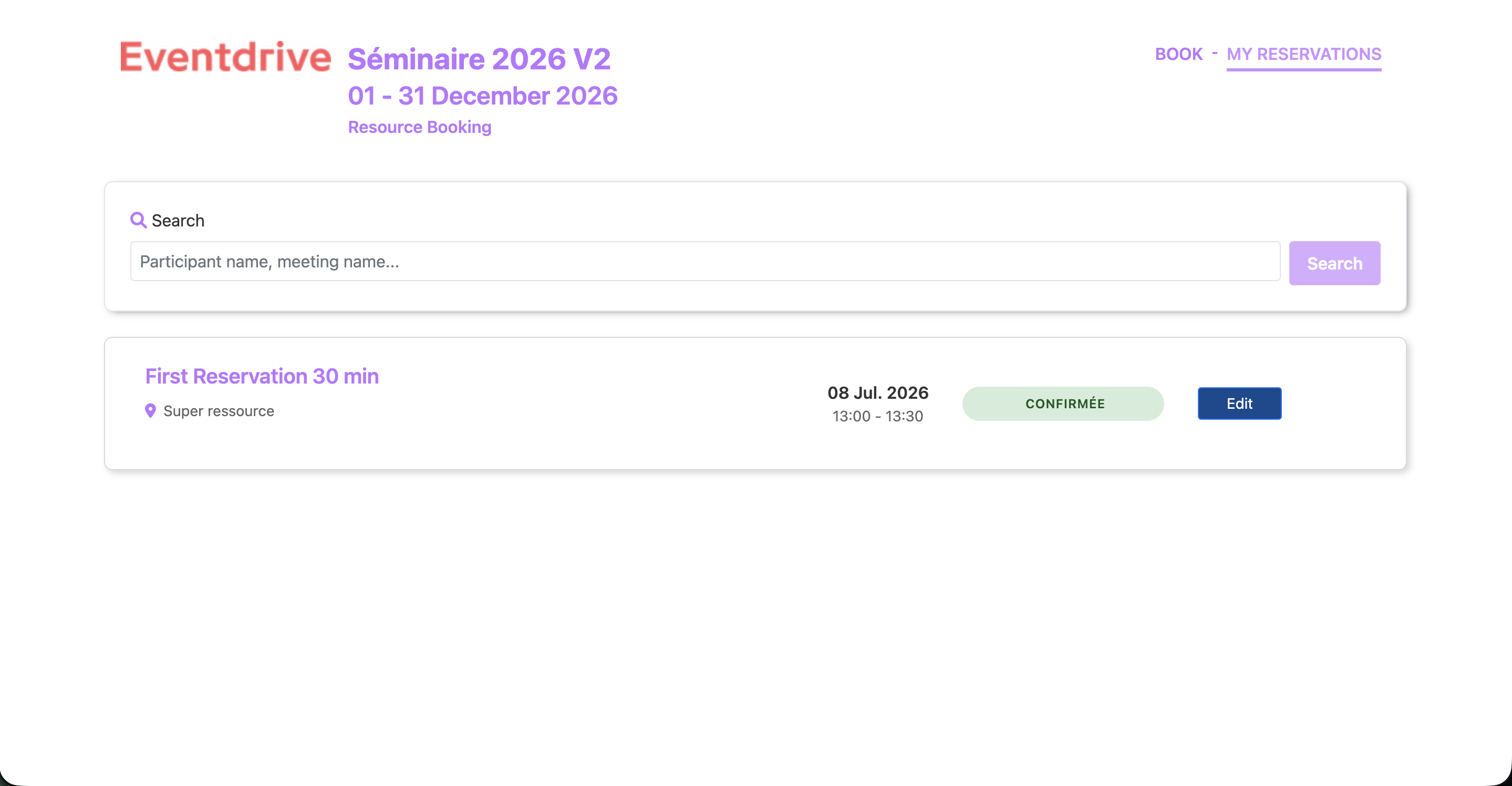 My Bookings page