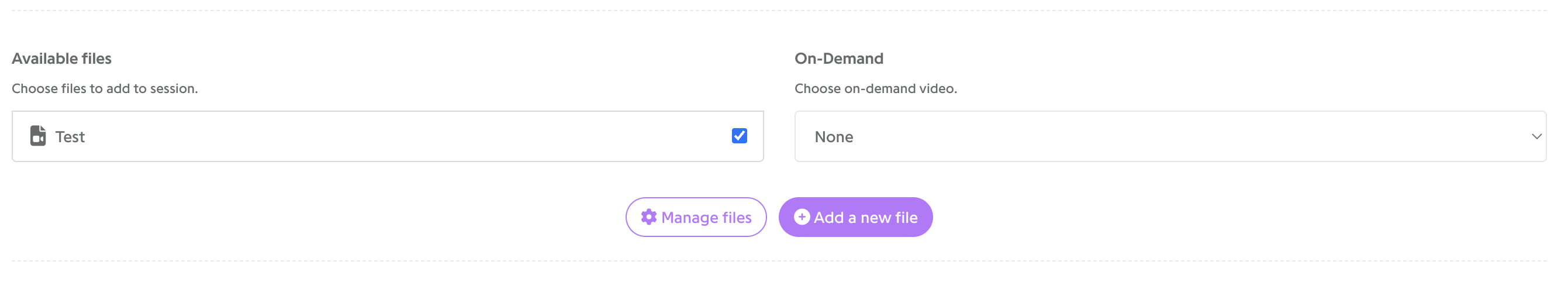Add a new file button in the Live session