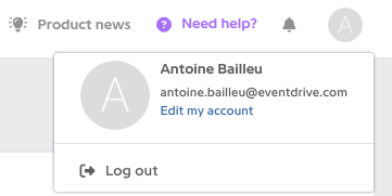 Profile menu with Edit my account and Log out