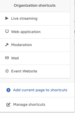 Shortcuts menu open, with the Moderation entry
