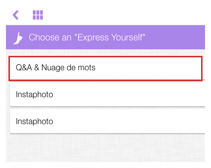 Choix du service Q&A dans Express Yourself